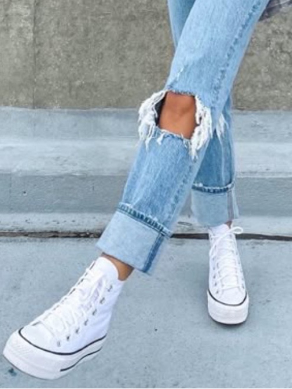 Leather platform converse